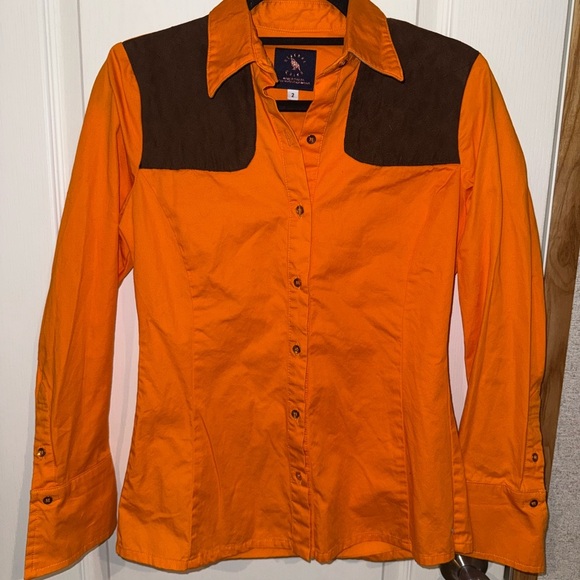 McKenna Quinn PIPER LONG SLEEVE SHIRT IN BLAZE ORANGE - Picture 2 of 5